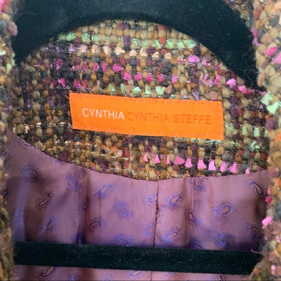 Cynthia Steffe Boucle Wool Mix Tweed Brown Jacket - Picture 2 of 7